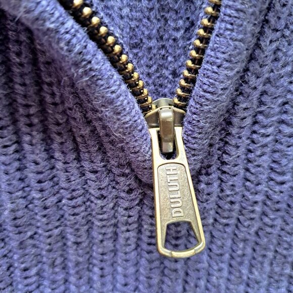 Duluth Trading Company Men's Large 1/4 Zip Blue Purple Sweater Cotton - Picture 3 of 7